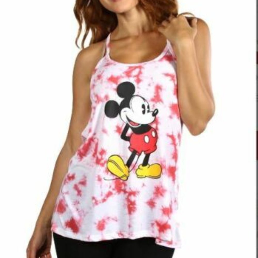 Womens L Tank Top Disney Mickey Mouse Tie Dye